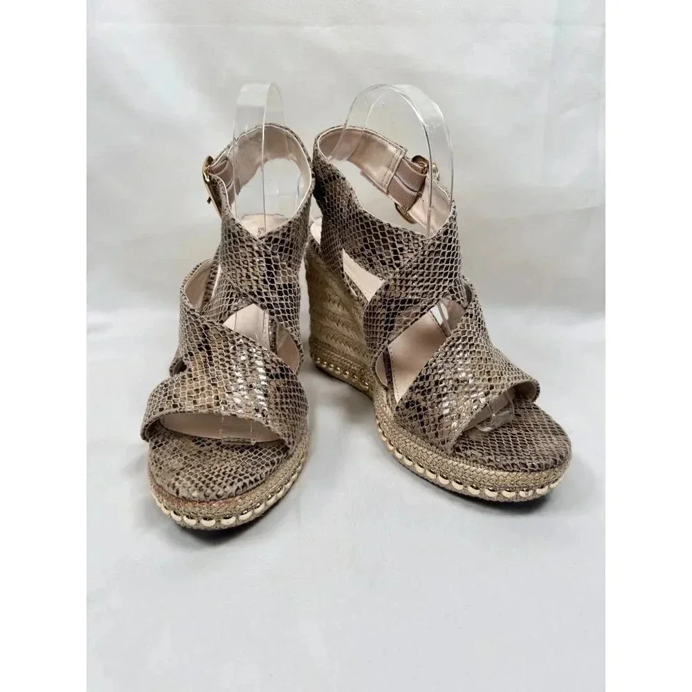 Seven Dials Somerset Size 8.5 Snakeskin Print Wedges Platforms Espadrille Raffia